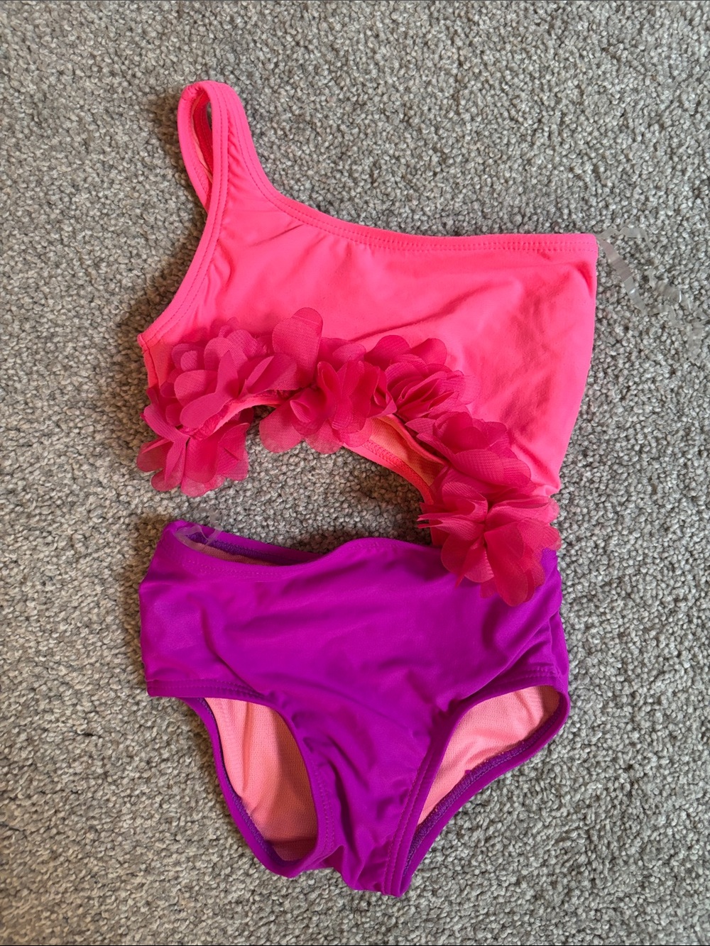 Beach lingo: Girls'  Pink & Purple Floral Swim Set